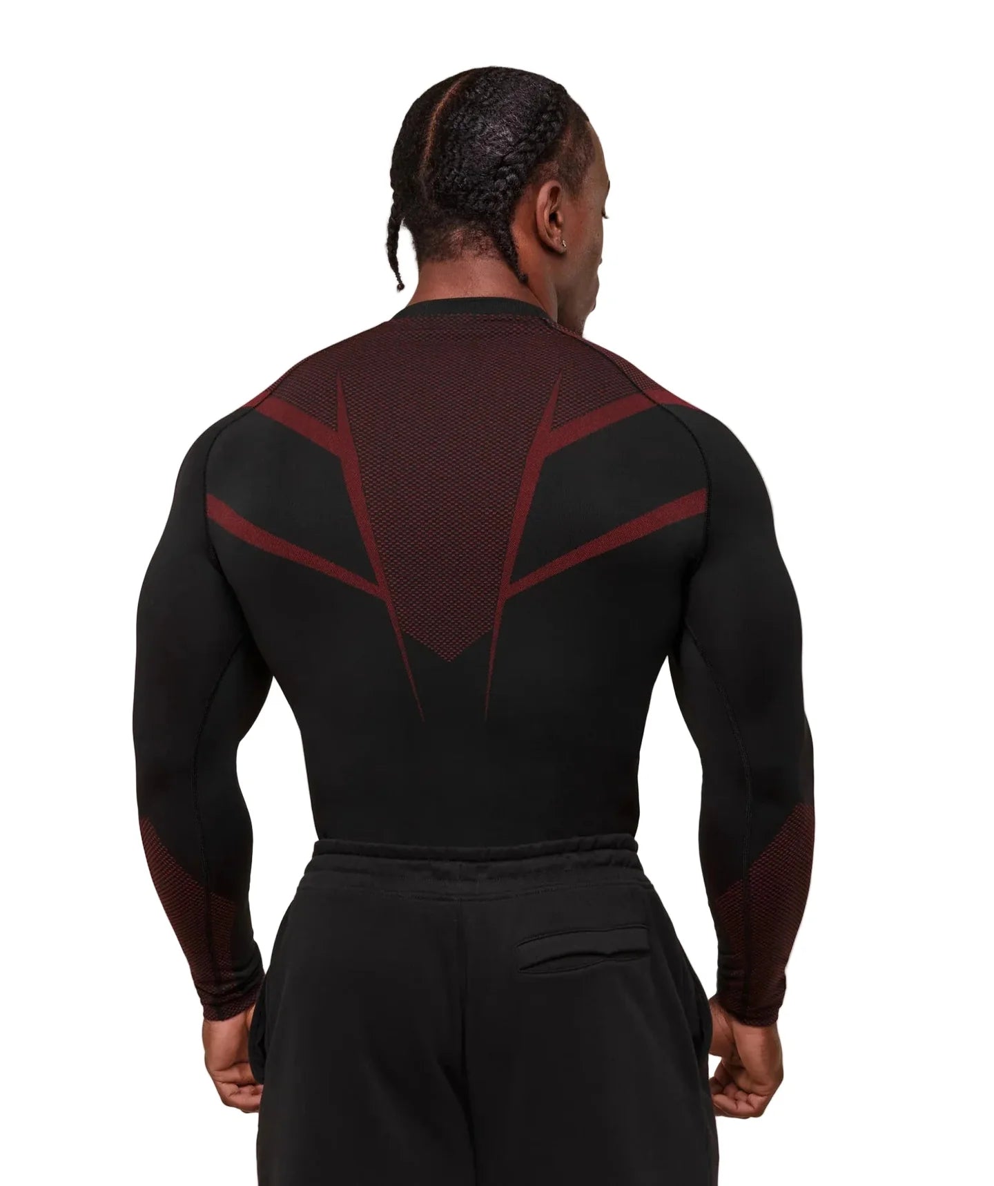 Gymshark Onyx 5.0 Seamless Long Sleeve T-Shirt - Black/Carmine Red