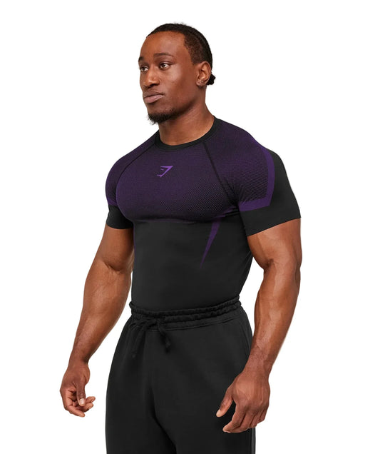 Gymshark Onyx 5.0 Seamless T-Shirt - Black/Athletic Purple